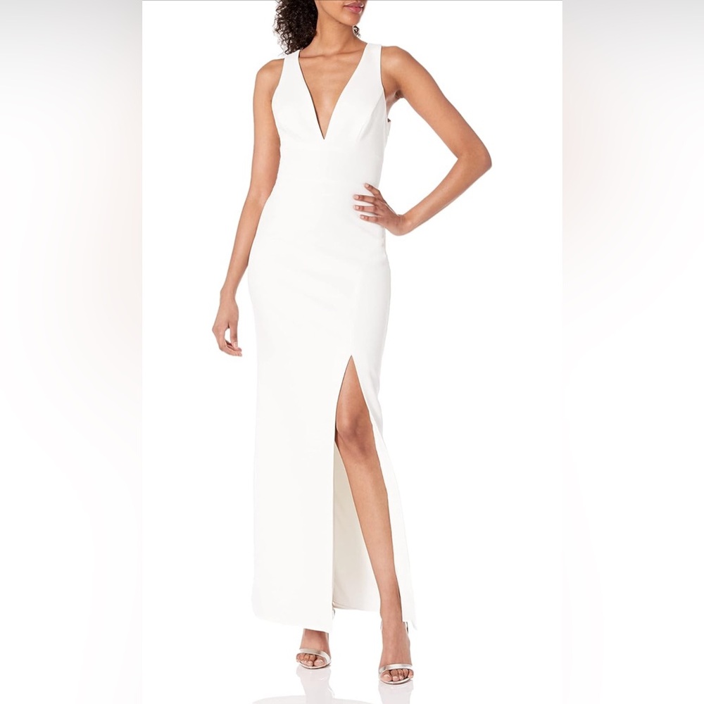 NWT BCBGMAXAZRIA Women's Fitted Floor Length Evening Wedding Gown with Side Slit